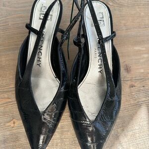Givenchy Glossy Black Slingback kitten Heels